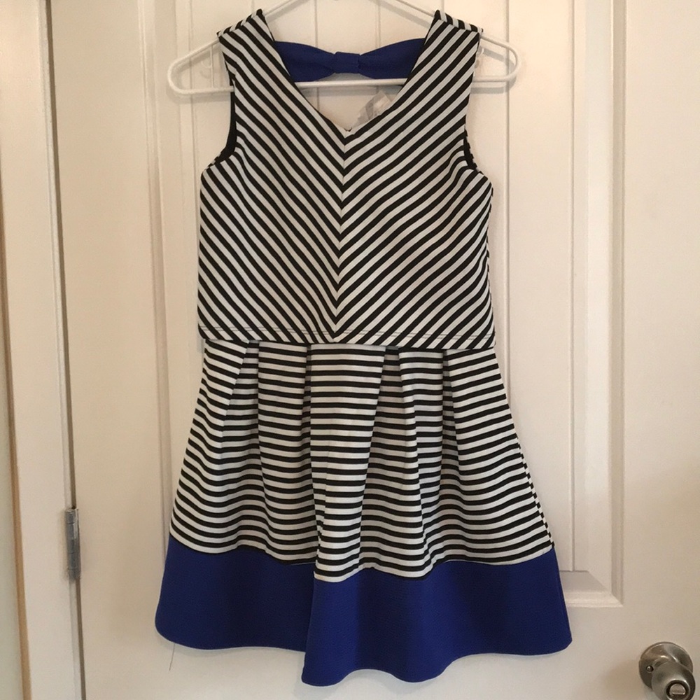 Black white and blue striped girls dress in a 12
